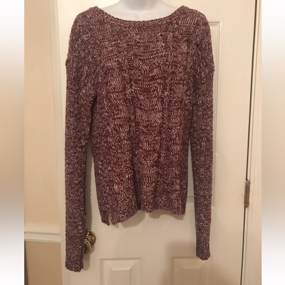 SO Juniors Women's Maroon Burgundy Cable Knit Sweater Size S